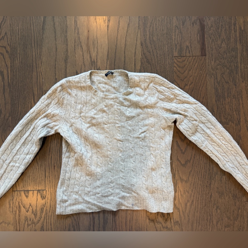 Magaschoni 100% Cashmere Gray Cable Knit Sweater – Size M